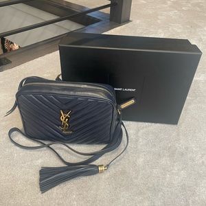 YSL Lou Medium Monogram Chevron Camera Bag
